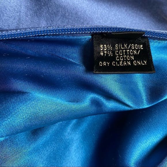 Ralph Lauren Vintage Deep Sky Blue Duchess Silk Satin Gown with Train - Picture 11 of 17